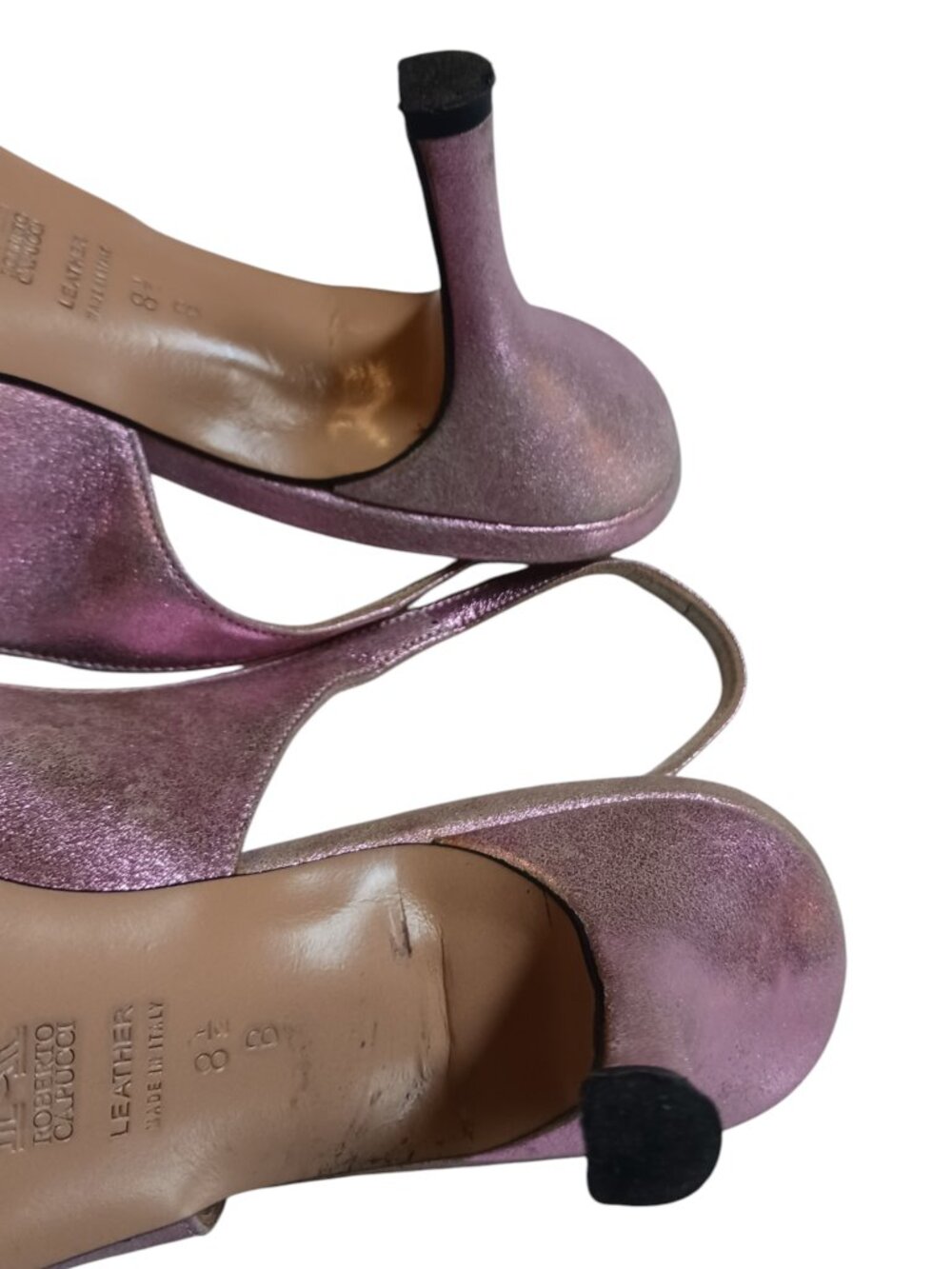 Roberto Capucci Vintage Metallic Pink Kitten Heels Size 8.5B - Picture 16 of 16